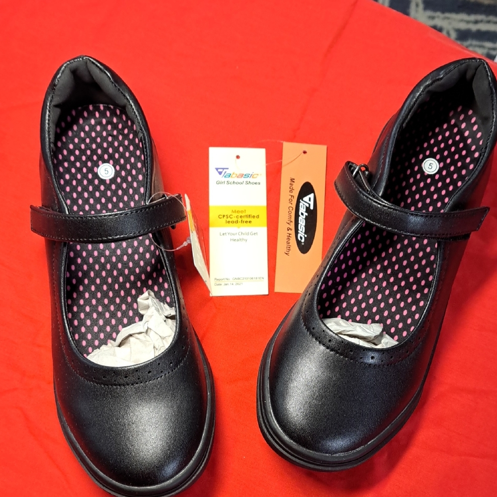 Jabasic Girls' Mary Jane School Uniform Black Dress Shoes